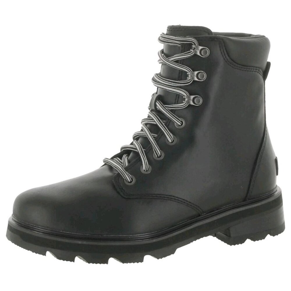 NEW Sorel Lennox Lace STKD Black Waterproof Hiking Boots Combat & Moto Women 6.5